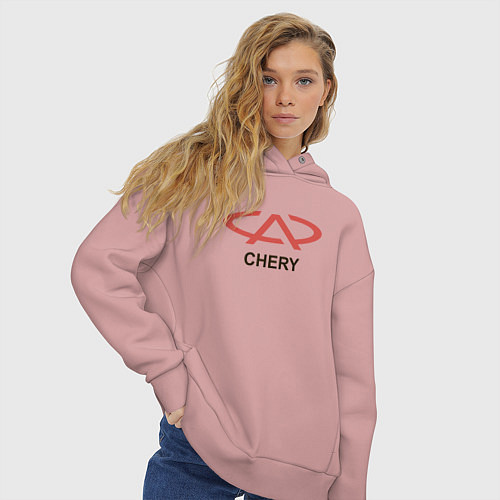 Женское худи оверсайз Chery Logo / Пыльно-розовый – фото 3