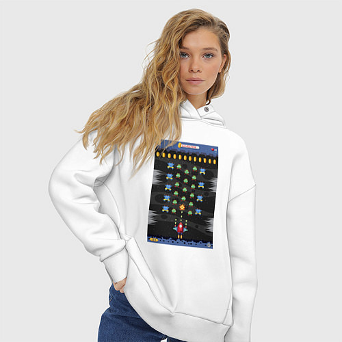 Женское худи оверсайз Old game Space invaders / Белый – фото 3