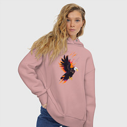 Толстовка оверсайз женская Орел парящая птица абстракция, цвет: пыльно-розовый — фото 2