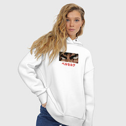 Толстовка оверсайз женская Взгляд Гатса: Берсерк, цвет: белый — фото 2