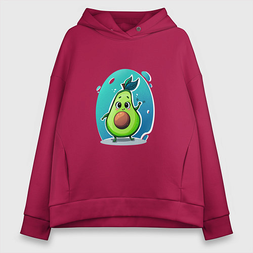 Женское худи оверсайз Cute avocado / Маджента – фото 1