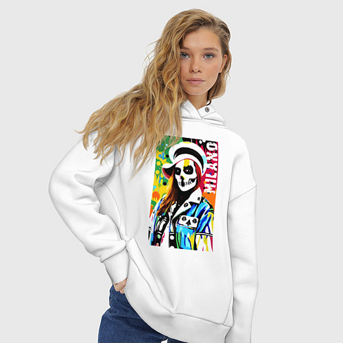 Женское худи оверсайз Skeleton fashionista - Milano - pop art / Белый – фото 3