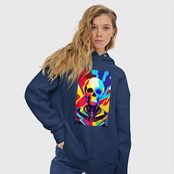 Толстовка оверсайз женская Pop art skull, цвет: тёмно-синий — фото 2