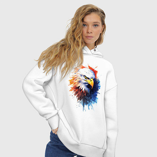 Женское худи оверсайз Граффити с орлом / Белый – фото 3
