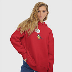 Толстовка оверсайз женская Синица с прикольной надписью - держи себя в руках, цвет: красный — фото 2