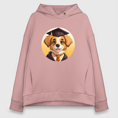 Женское худи оверсайз Собачка-ученик / Пыльно-розовый – фото 1