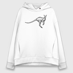 Толстовка оверсайз женская Кенгуру в прыжке, цвет: белый