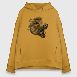 Толстовка оверсайз женская Кабан рычит, цвет: горчичный