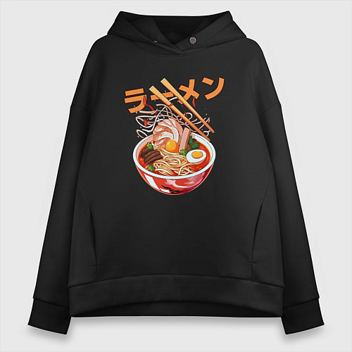 Женское худи оверсайз Ramen Рамен / Черный – фото 1