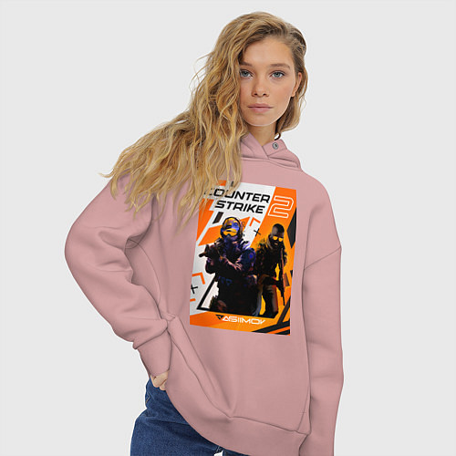 Женское худи оверсайз КС 2 Азимов / Пыльно-розовый – фото 3