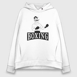 Толстовка оверсайз женская Boxing man, цвет: белый