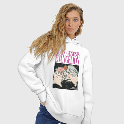 Женское худи оверсайз Рей и Синдзи / Белый – фото 3