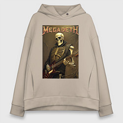 Толстовка оверсайз женская Megadeth - skeleton - heavy metal, цвет: миндальный