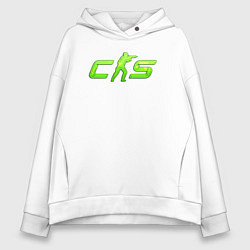 Толстовка оверсайз женская CS2 green logo, цвет: белый