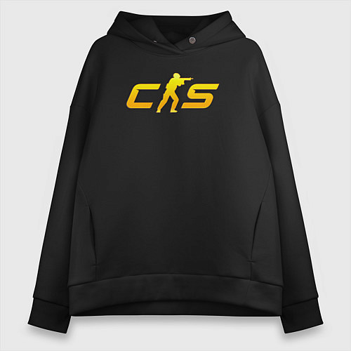 Женское худи оверсайз CS2 yellow logo / Черный – фото 1