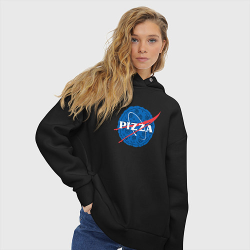 Женское худи оверсайз Pizza x NASA / Черный – фото 3