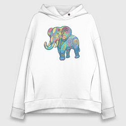 Толстовка оверсайз женская Beautiful elephant, цвет: белый