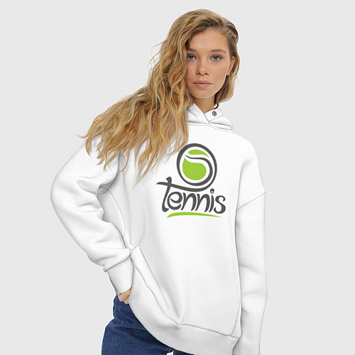 Женское худи оверсайз Tennis ball / Белый – фото 3