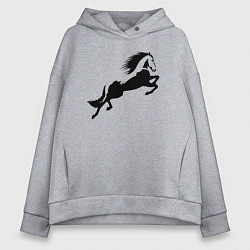 Толстовка оверсайз женская Лошадь в прыжке, цвет: меланж