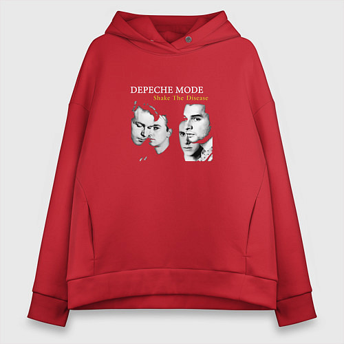 Женское худи оверсайз Depeche Mode - Shake The Disease Faces / Красный – фото 1