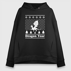 Толстовка оверсайз женская Sweater dragon year, цвет: черный