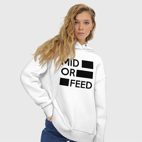 Женское худи оверсайз Mid or feed / Белый – фото 3