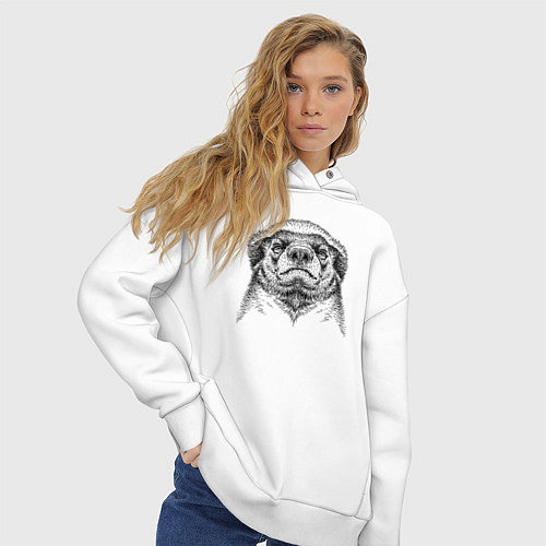 Женское худи оверсайз Гордый медоед / Белый – фото 3