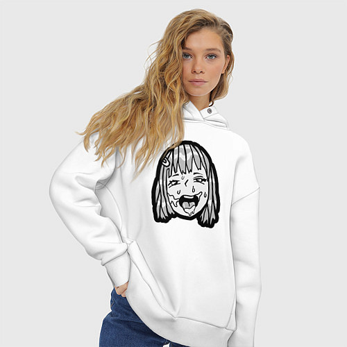 Женское худи оверсайз Ahegao baby / Белый – фото 3