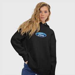 Толстовка оверсайз женская Ford usa auto brend, цвет: черный — фото 2