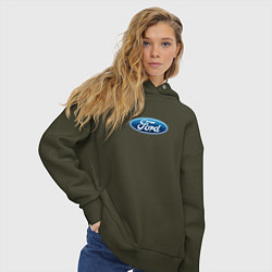Толстовка оверсайз женская Ford usa auto brend, цвет: хаки — фото 2