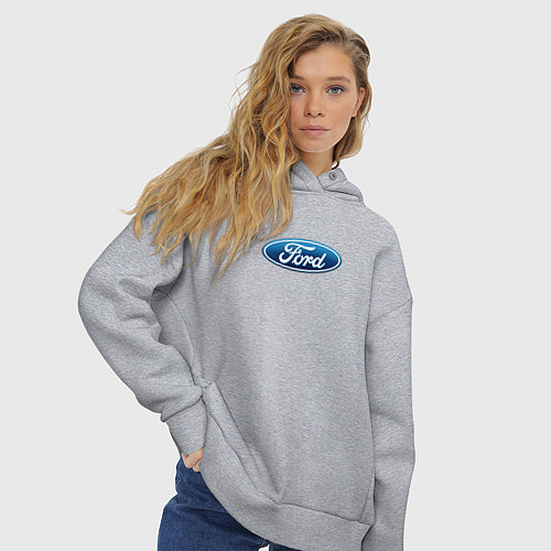 Женское худи оверсайз Ford usa auto brend / Меланж – фото 3