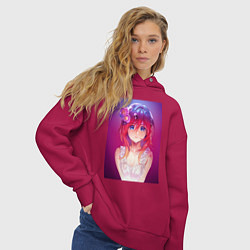 Толстовка оверсайз женская Anime Girl refflex, цвет: маджента — фото 2