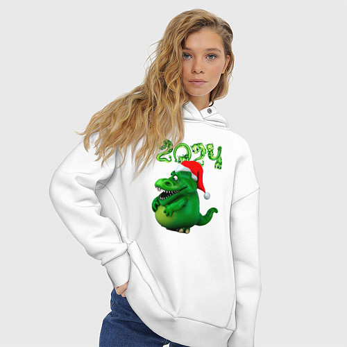 Женское худи оверсайз Толстый дракон 2024 / Белый – фото 3