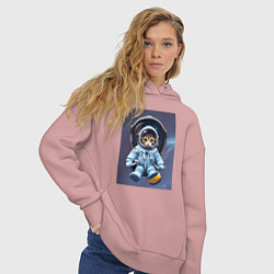 Толстовка оверсайз женская Котенок отправляется в космос, цвет: пыльно-розовый — фото 2