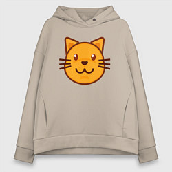 Толстовка оверсайз женская Оранжевый котик счастлив, цвет: миндальный