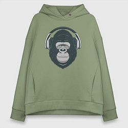 Толстовка оверсайз женская Monkey music, цвет: авокадо
