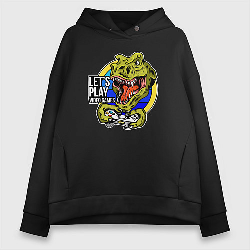 Женское худи оверсайз Lets play video games quote / Черный – фото 1