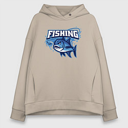 Толстовка оверсайз женская Fishing style, цвет: миндальный