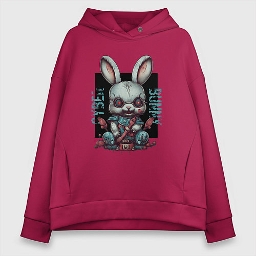Женское худи оверсайз Киберпанк зайчик / Маджента – фото 1