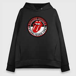 Толстовка оверсайз женская Rolling Stones established 1962, цвет: черный
