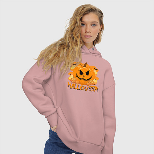 Женское худи оверсайз Orange holiday halloween / Пыльно-розовый – фото 3