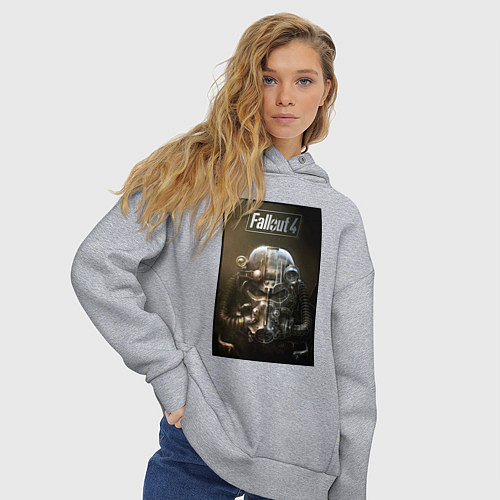 Женское худи оверсайз Fallout armour poster / Меланж – фото 3