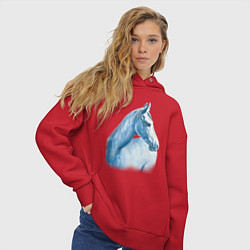 Толстовка оверсайз женская Голубая лошадь, цвет: красный — фото 2