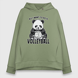 Толстовка оверсайз женская Panda volleyball, цвет: авокадо