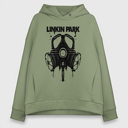 Толстовка оверсайз женская Linkin Park - gas mask, цвет: авокадо