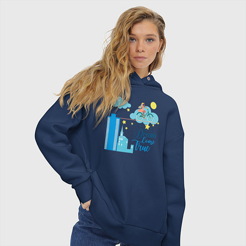 Женское худи оверсайз Мечты сбываются / Тёмно-синий – фото 3