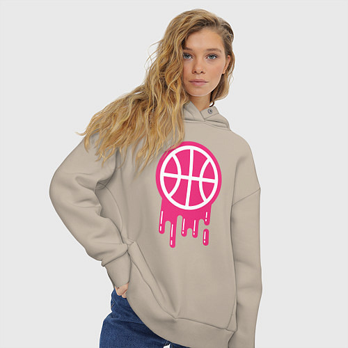 Женское худи оверсайз Pink basketball / Миндальный – фото 3