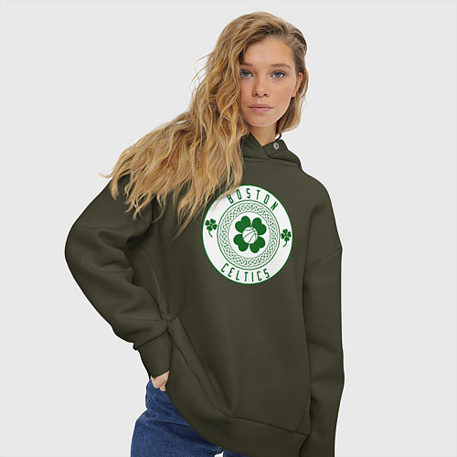 Женское худи оверсайз Team Celtics / Хаки – фото 3