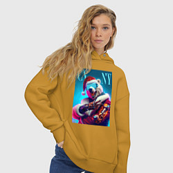Толстовка оверсайз женская Cyber new year - bear ai art, цвет: горчичный — фото 2