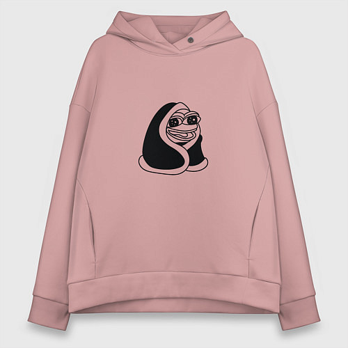 Женское худи оверсайз Лягушонок в одеяле / Пыльно-розовый – фото 1